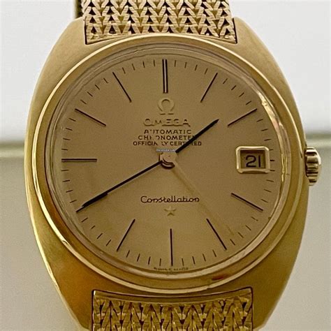 18kt yellow gold omega automatic wrist watch|omega 18k gold men's watch.